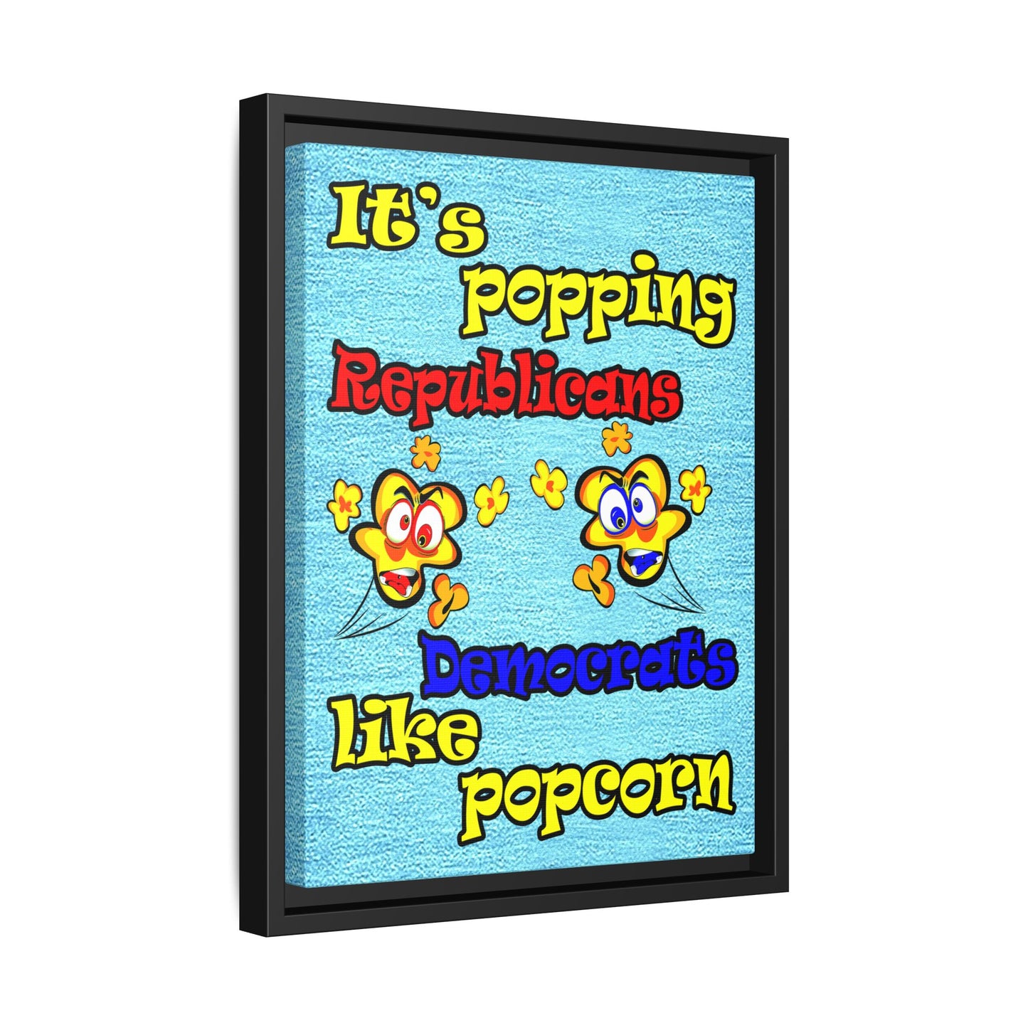 popping like popcorn - framed canvas art (faded dark blue)