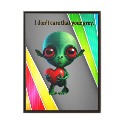 I don't care that your grey - framed canvas art (rainbow split)