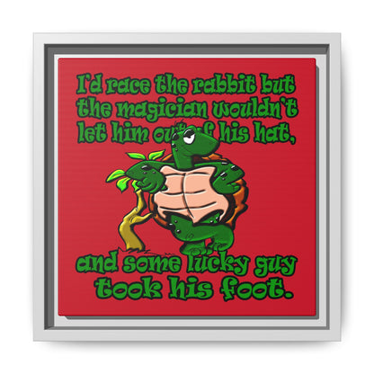 turtle race - framed canvas art (dark red)