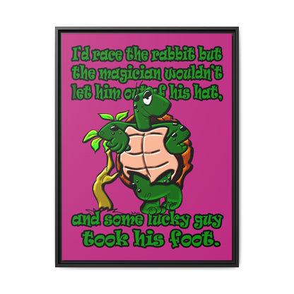 turtle race - framed canvas art (pink)