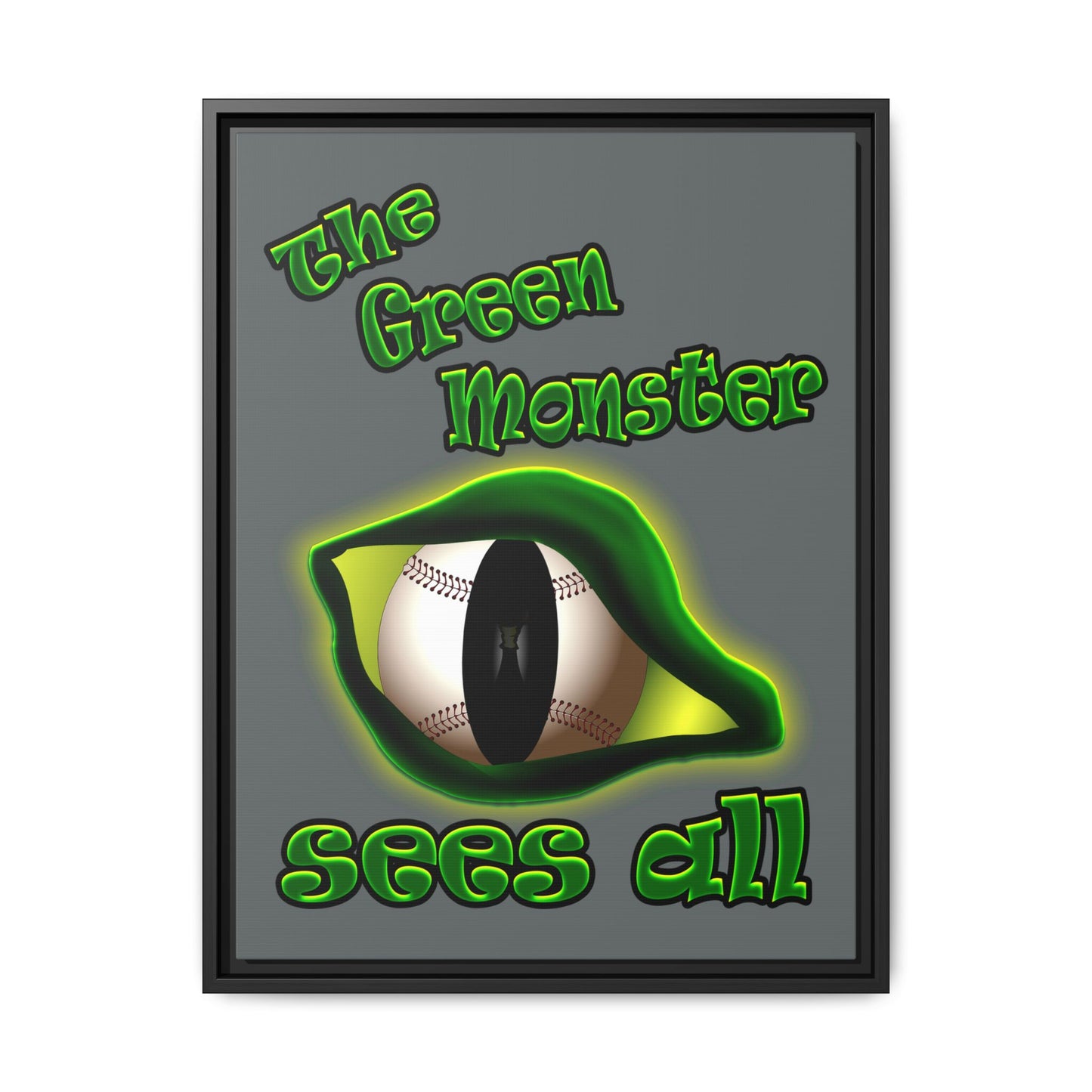 green monster - framed canvas art (dark grey)