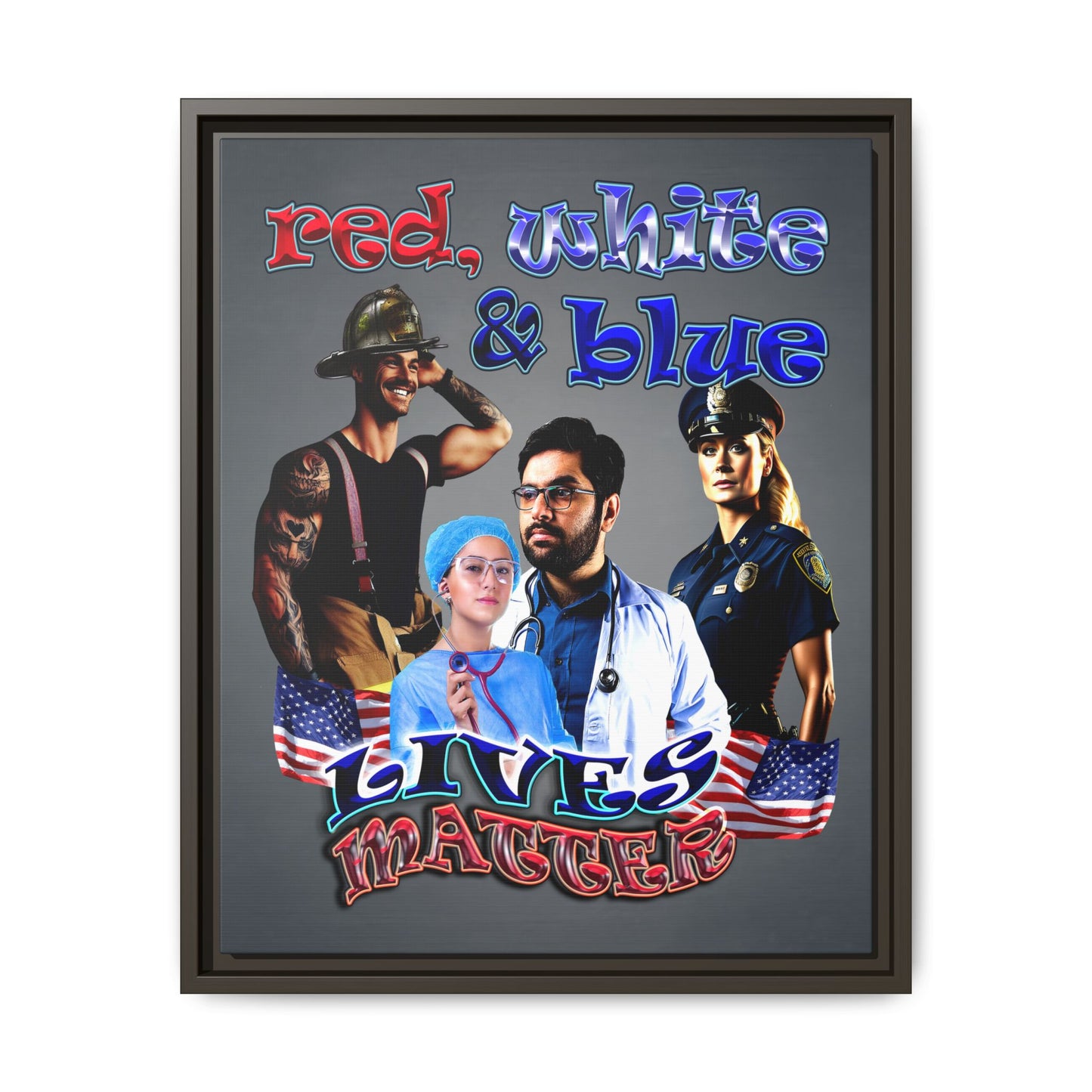 rw&b lives matter - framed canvas art (grey-light grey)