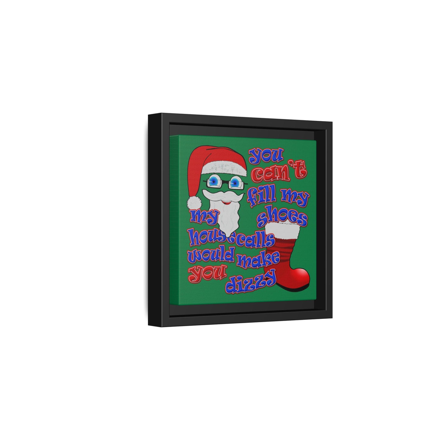 santa's shoes - framed canvas art (dark green)