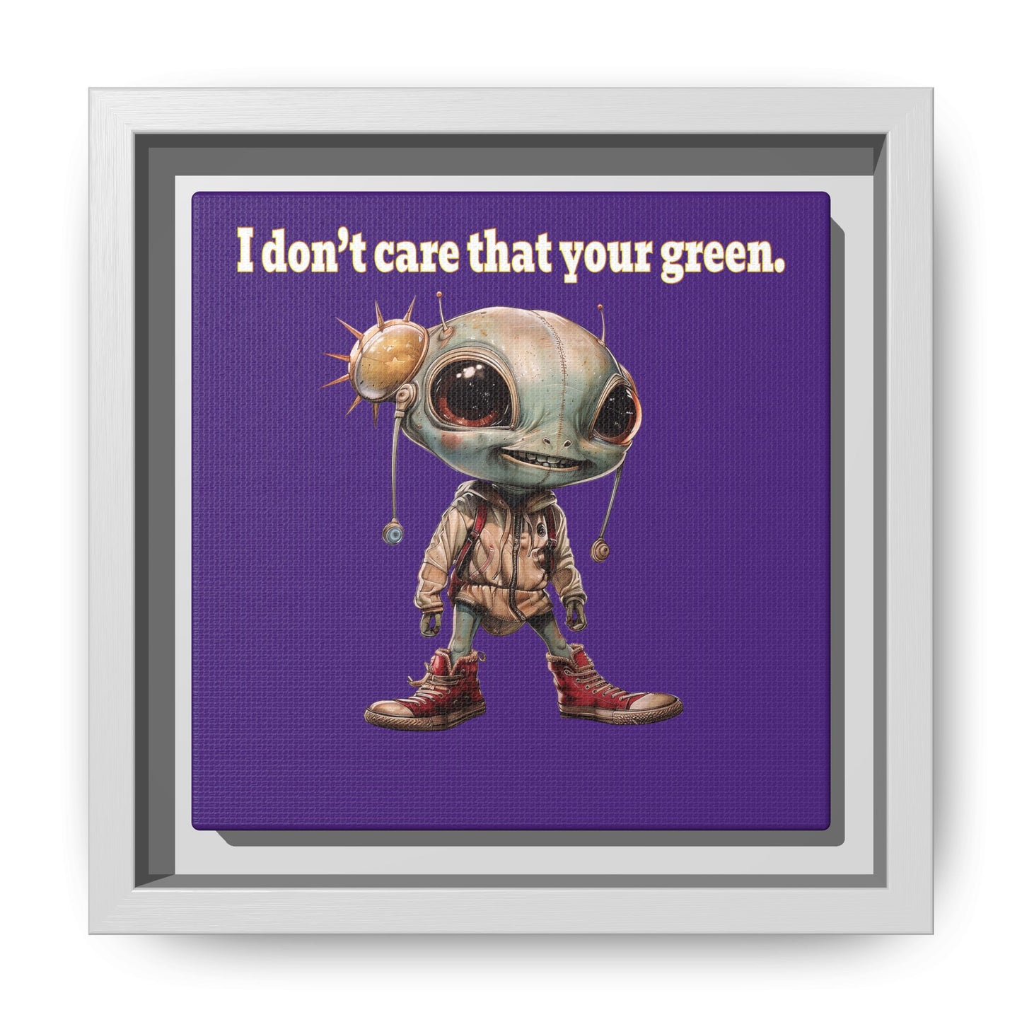 I don't care that your green - framed canvas art (purple)