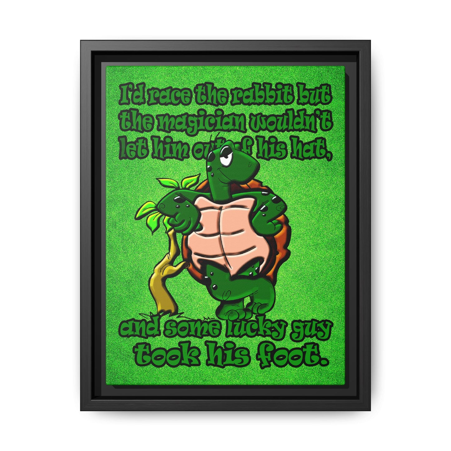 turtle race - framed canvas art (green turf)