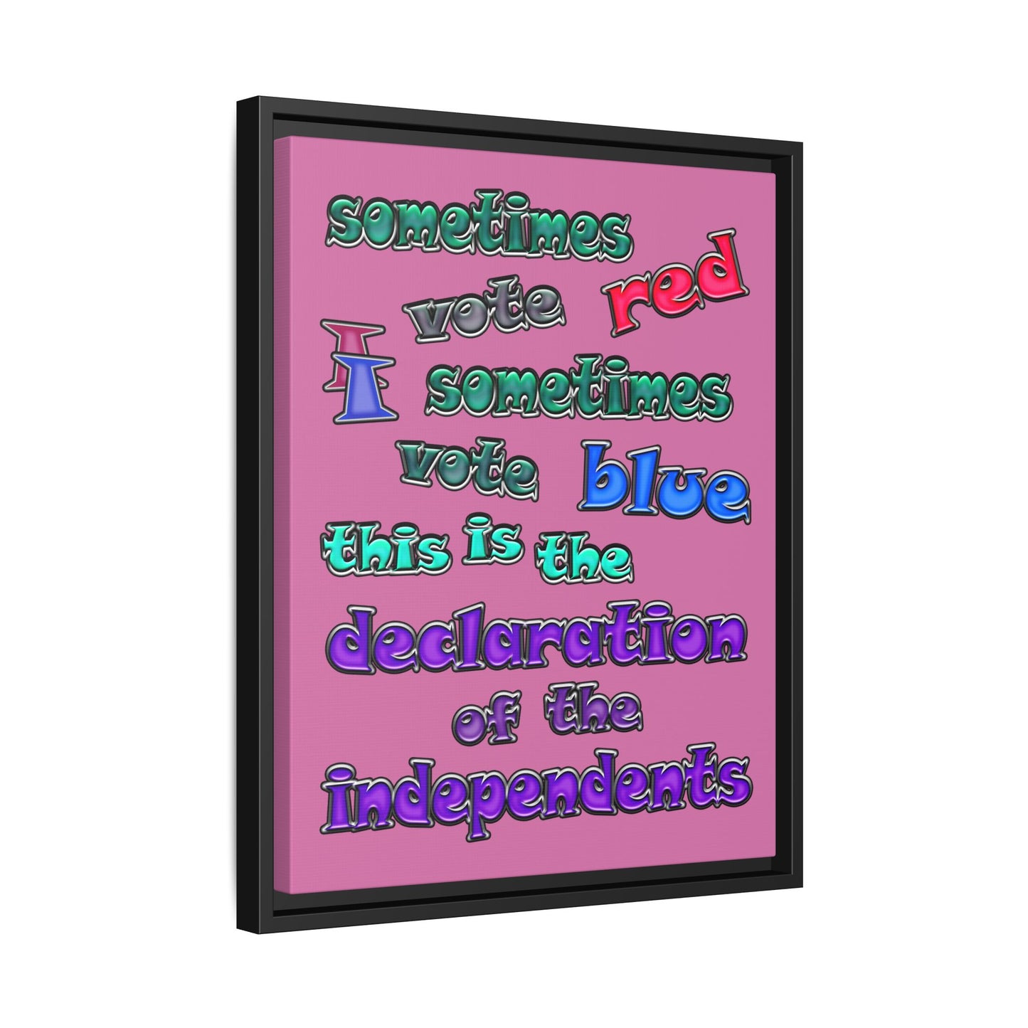 declaration of the independents - framed canvas art (light pink)