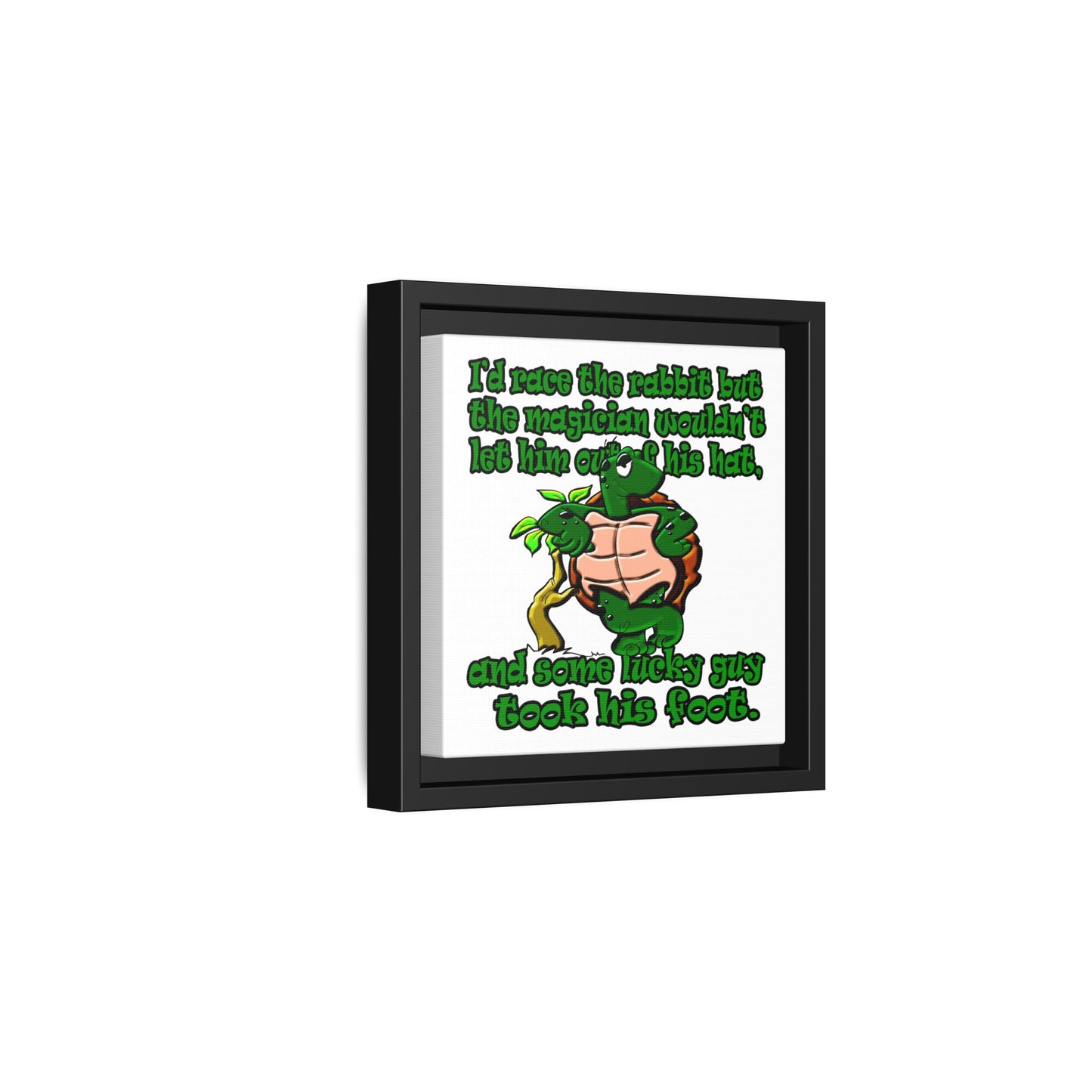 turtle race - framed canvas art (white)