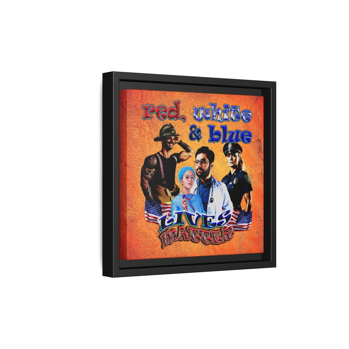 rw&b lives matter - framed canvas art (burnt orange)