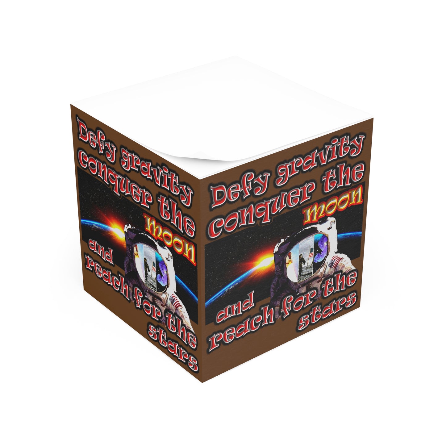 defy conquer reach - note cube (brown)