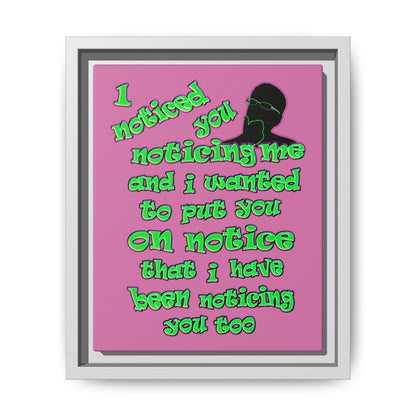 noticed you noticing - framed canvas art (light pink)