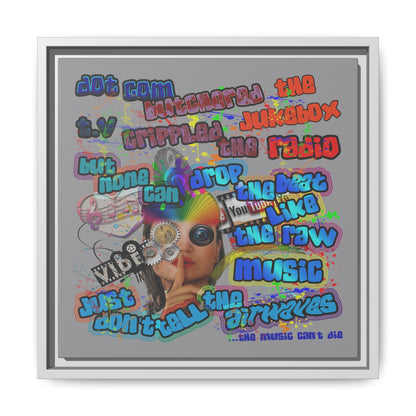 drop the beat - framed canvas art (grey)