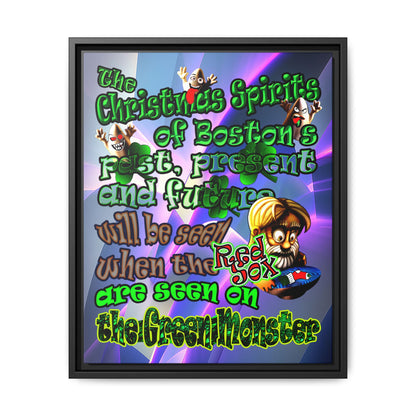 christmas spirits of boston - framed canvas art (grey-pink wave)