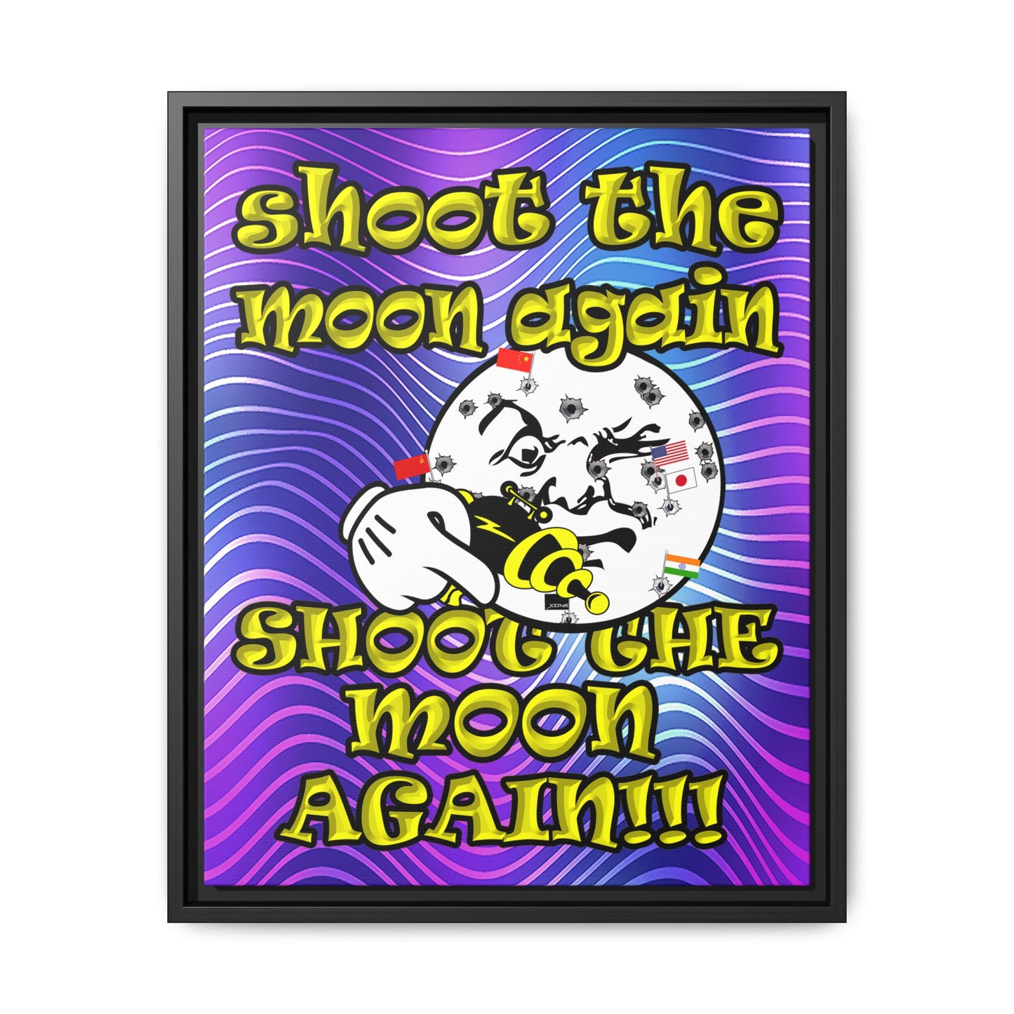 shoot the moon again - framed canvas art (purple wave)