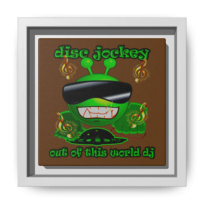 disc jockey - framed canvas art (brown)