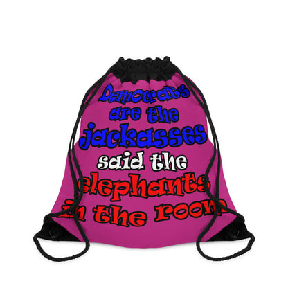 donkeys and elephants - Drawstring Bag (pink)