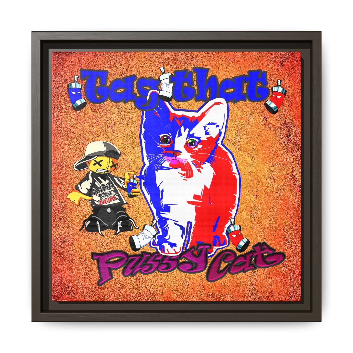 tag that - framed canvas art (burnt orange)