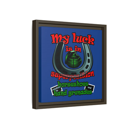 my luck - framed canvas art (dark blue)