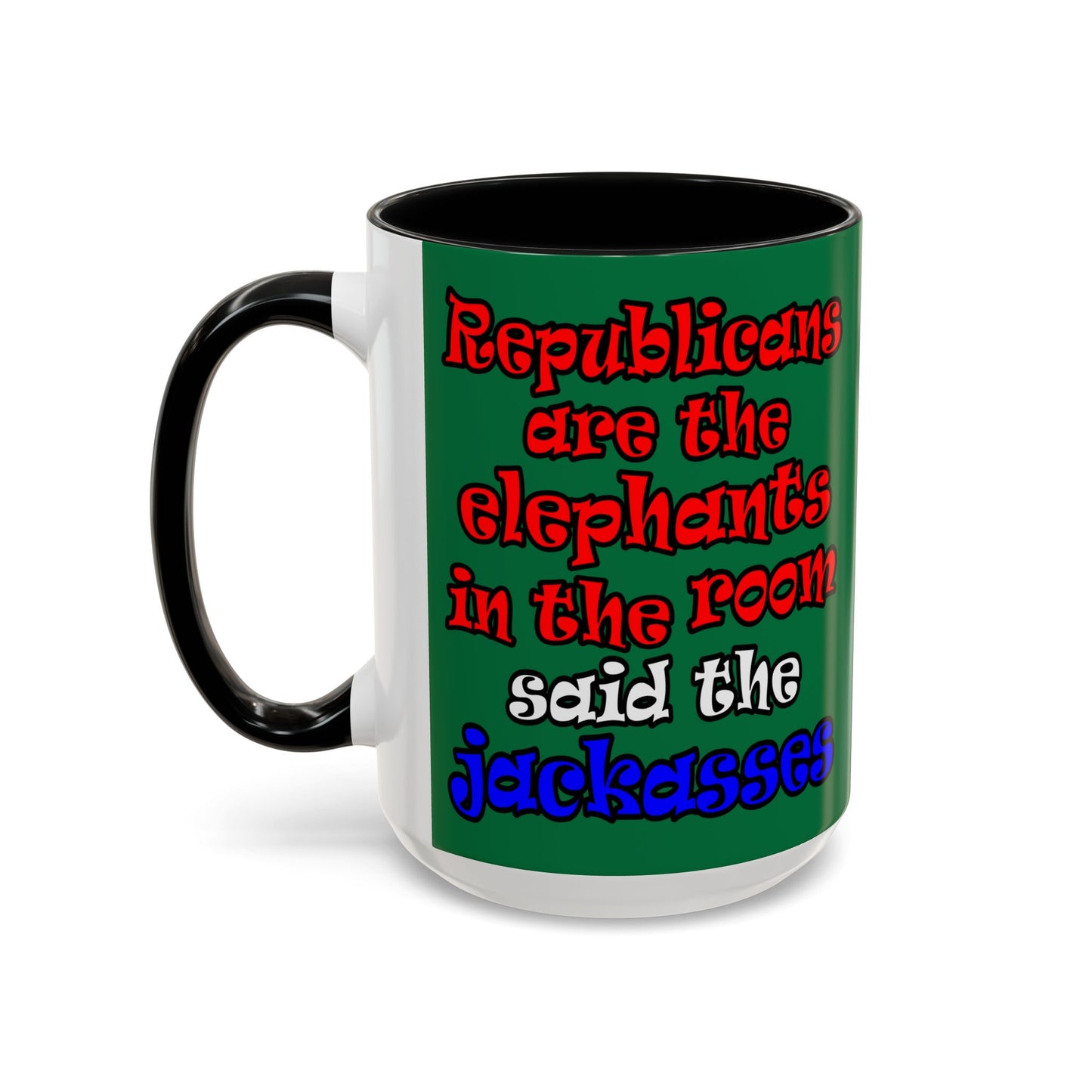 donkeys and elephants - Accent Mug (dark green)