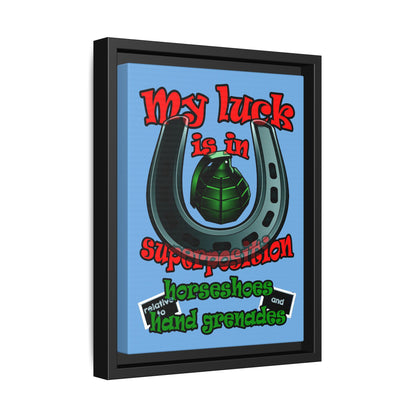 my luck - framed canvas art (light blue)