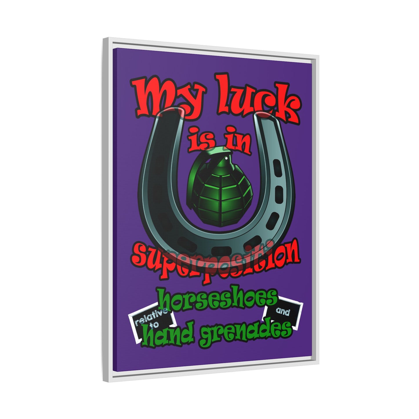 my luck - framed canvas art (purple)