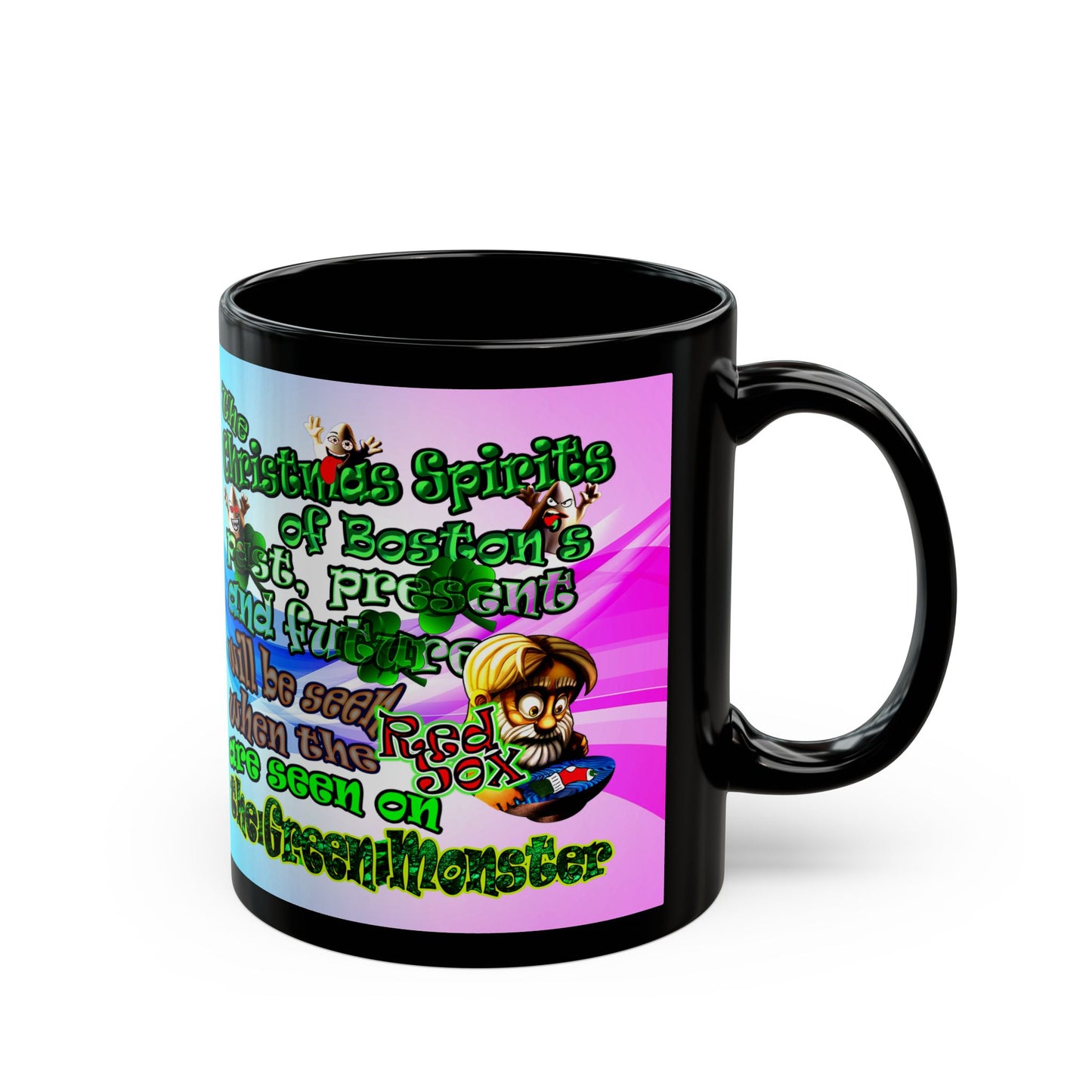 christmas spirits of boston - Black Mug (light blue-pink wave)