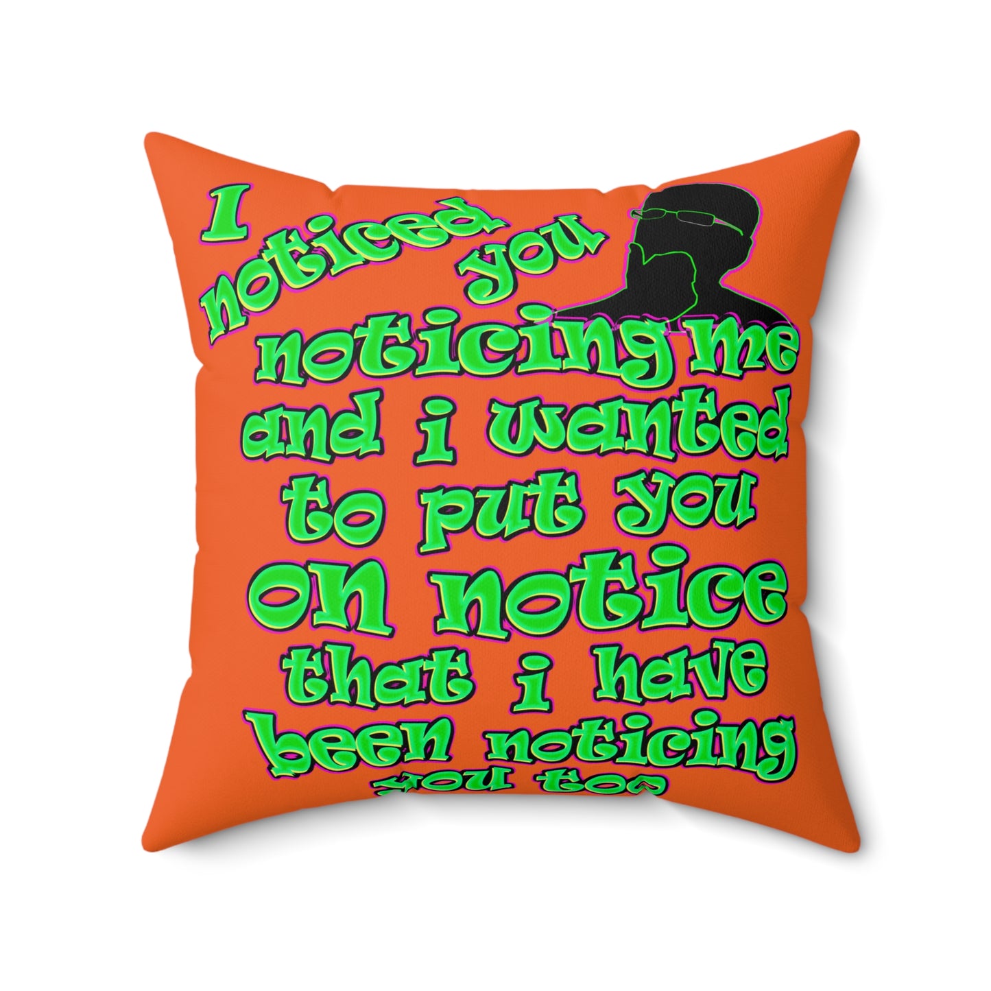 noticed you noticing - Faux Suede Square Pillow - (orange)