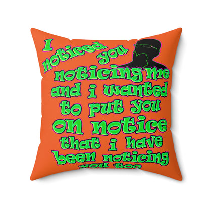 noticed you noticing - Faux Suede Square Pillow - (orange)