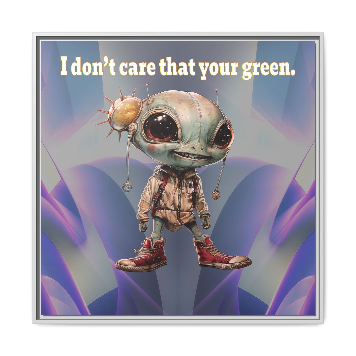 I don't care that your green - framed canvas art (grey-pink wave)
