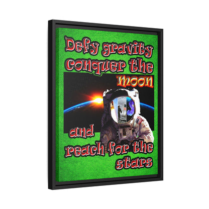 defy conquer reach - framed canvas art (green turf)
