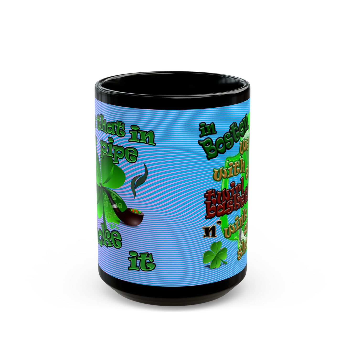 celtics logo - Black Mug (light blue-purple wave)
