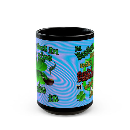 celtics logo - Black Mug (light blue-purple wave)