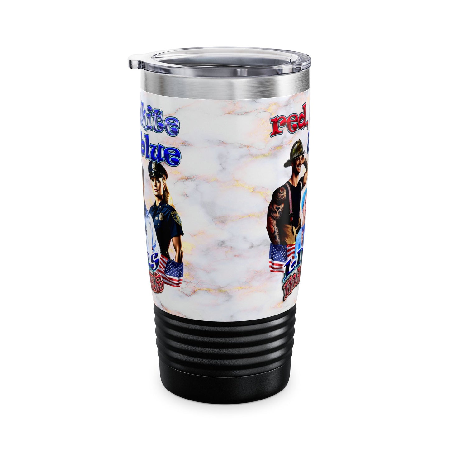 rw&b lives matter - Ringneck Tumbler, 20oz (white marble)