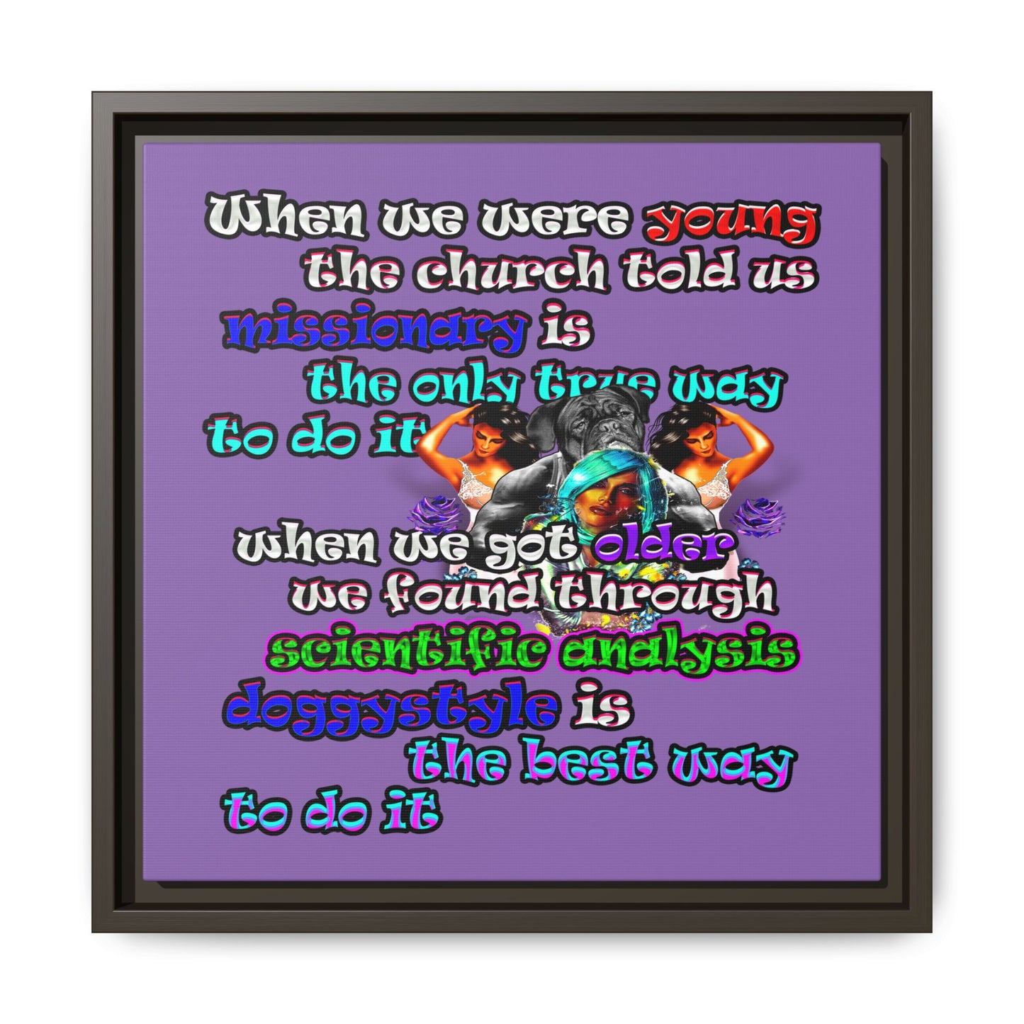 doggystyle - framed canvas art (light purple)