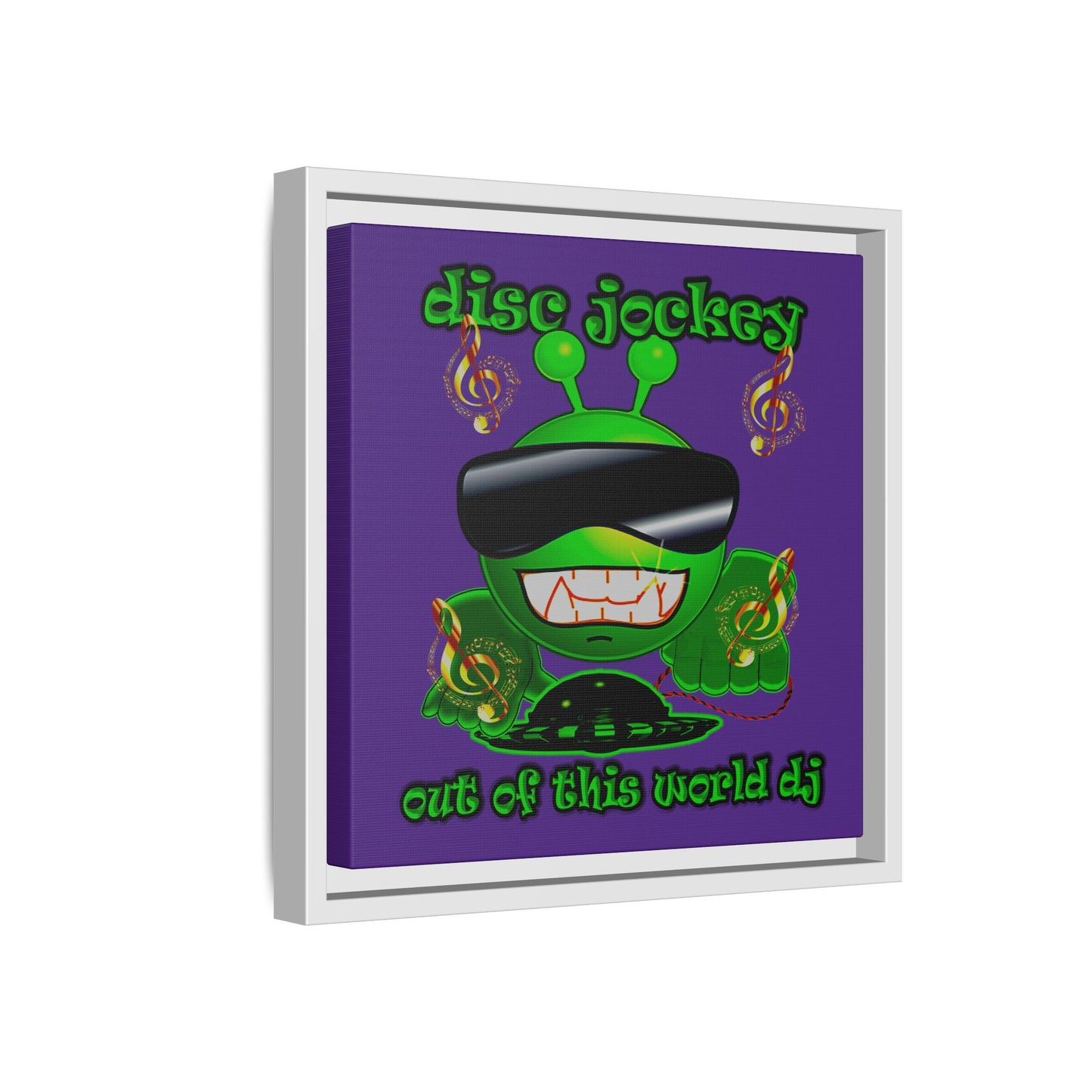 disc jockey - framed canvas art (purple)
