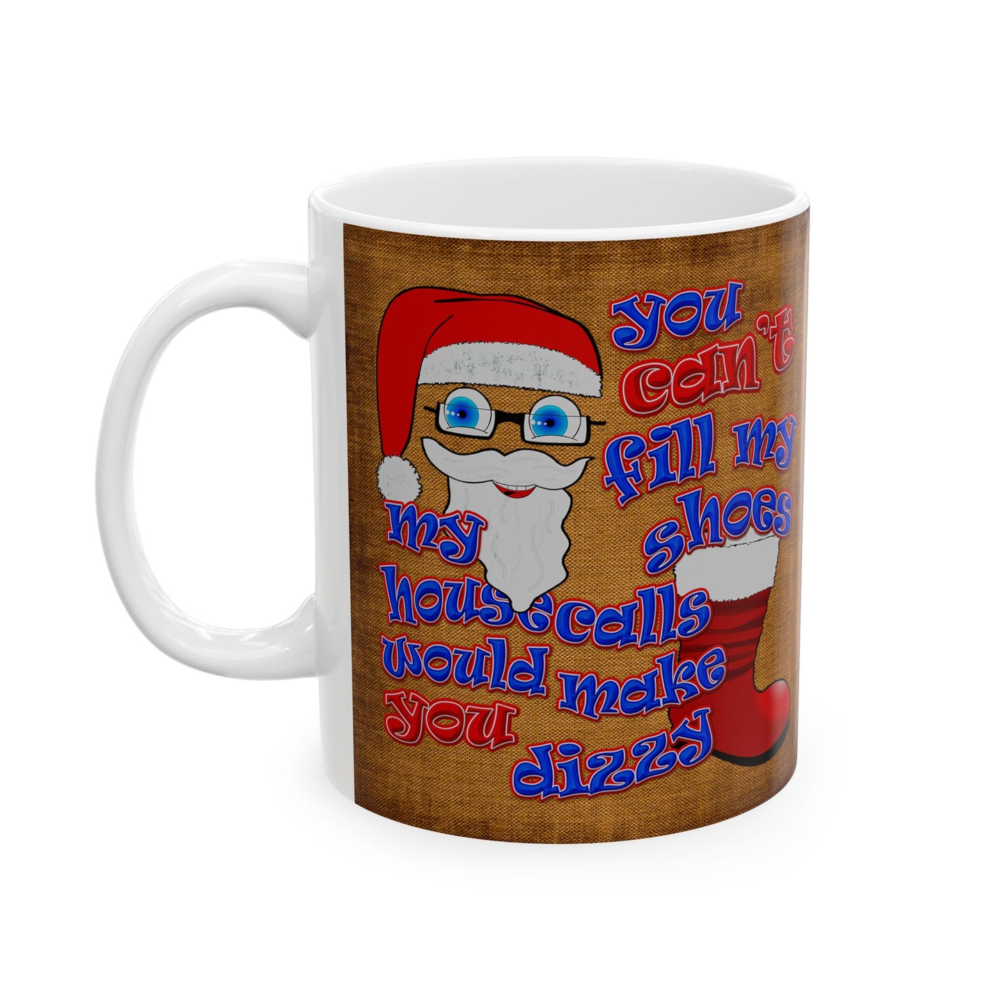 santa's shoes - White Mug (brown papyrus)