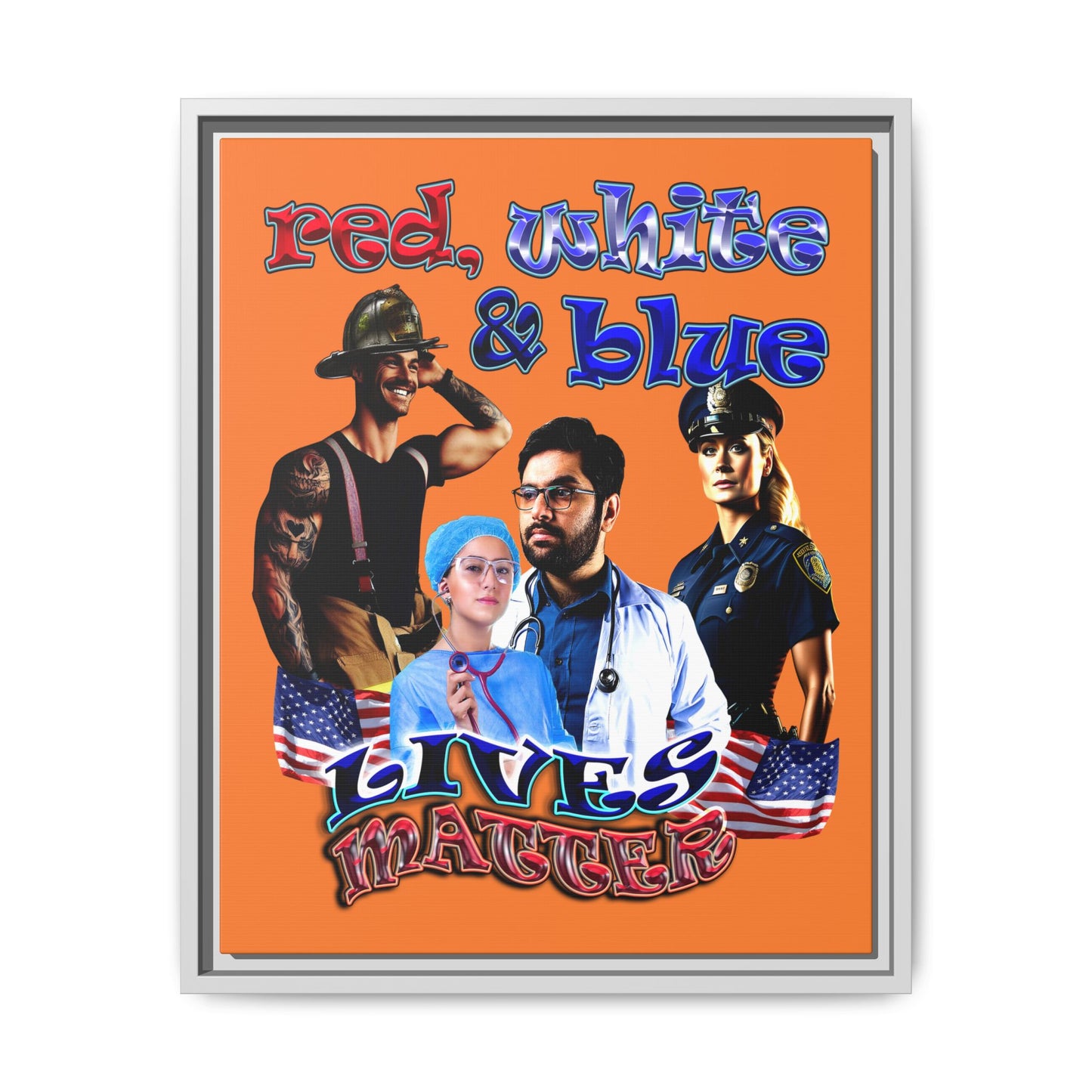 rw&b lives matter - framed canvas art (crusta)