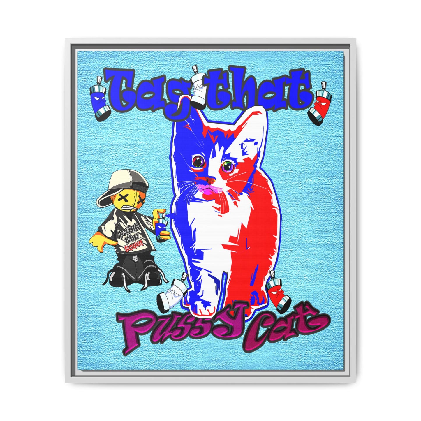 tag that - framed canvas art (faded blue)