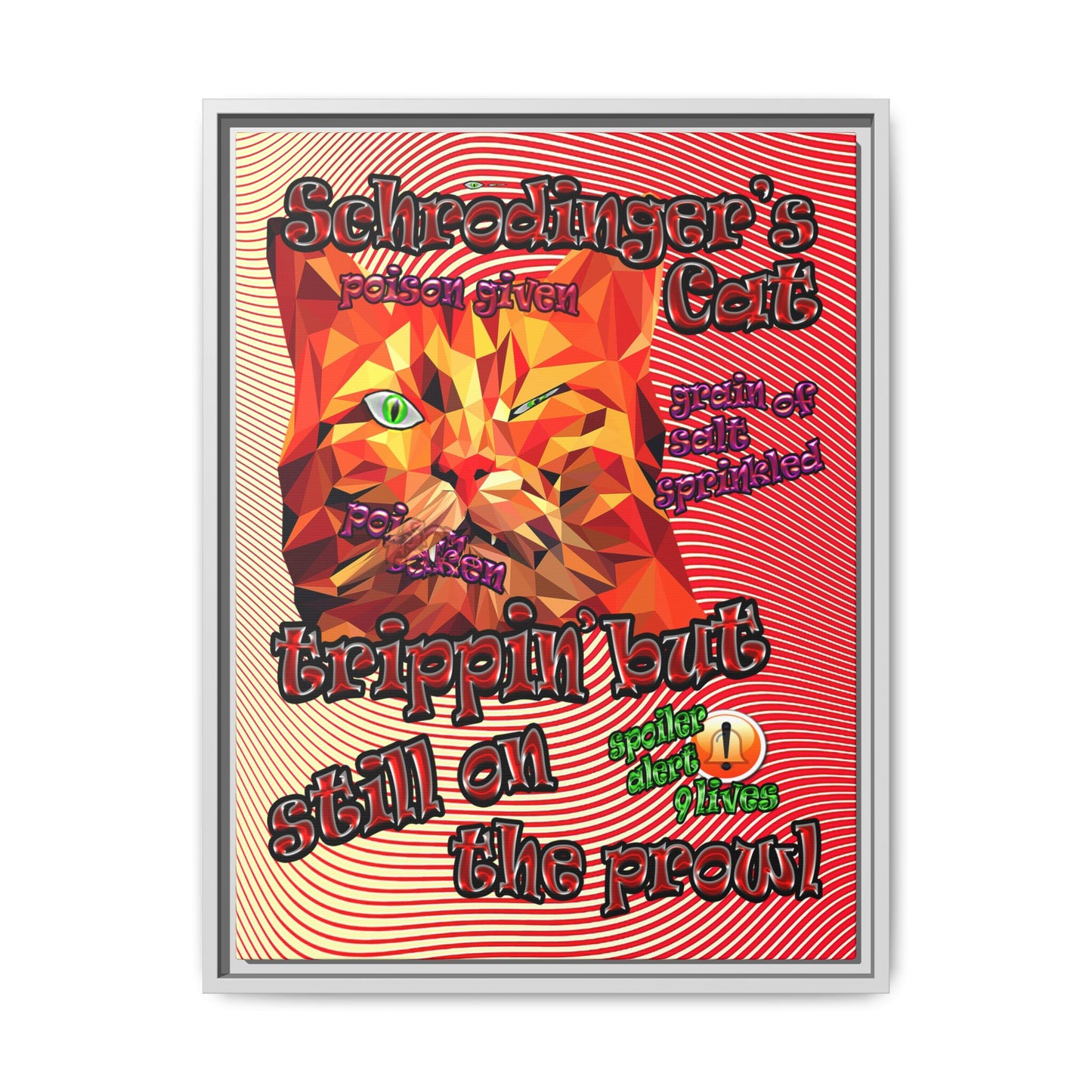 schrodinger's cat - framed canvas art (yellow-orange wave)