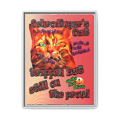 schrodinger's cat - framed canvas art (yellow-orange wave)