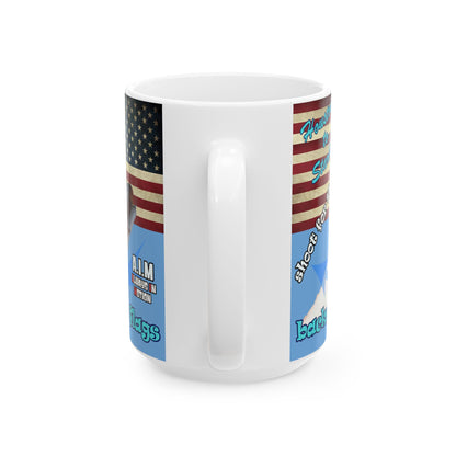 shoot for the stars - White Mug (light blue)