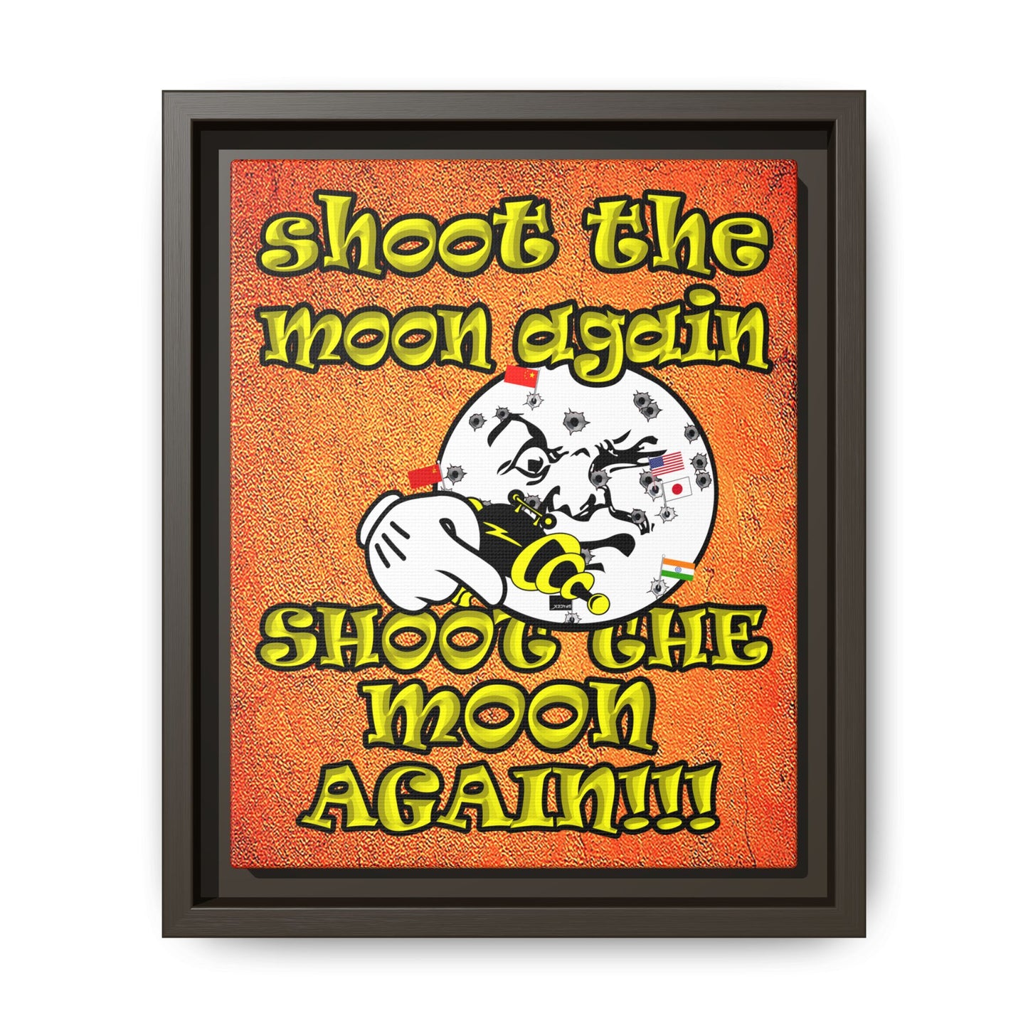 shoot the moon again - framed canvas art (burnt orange)