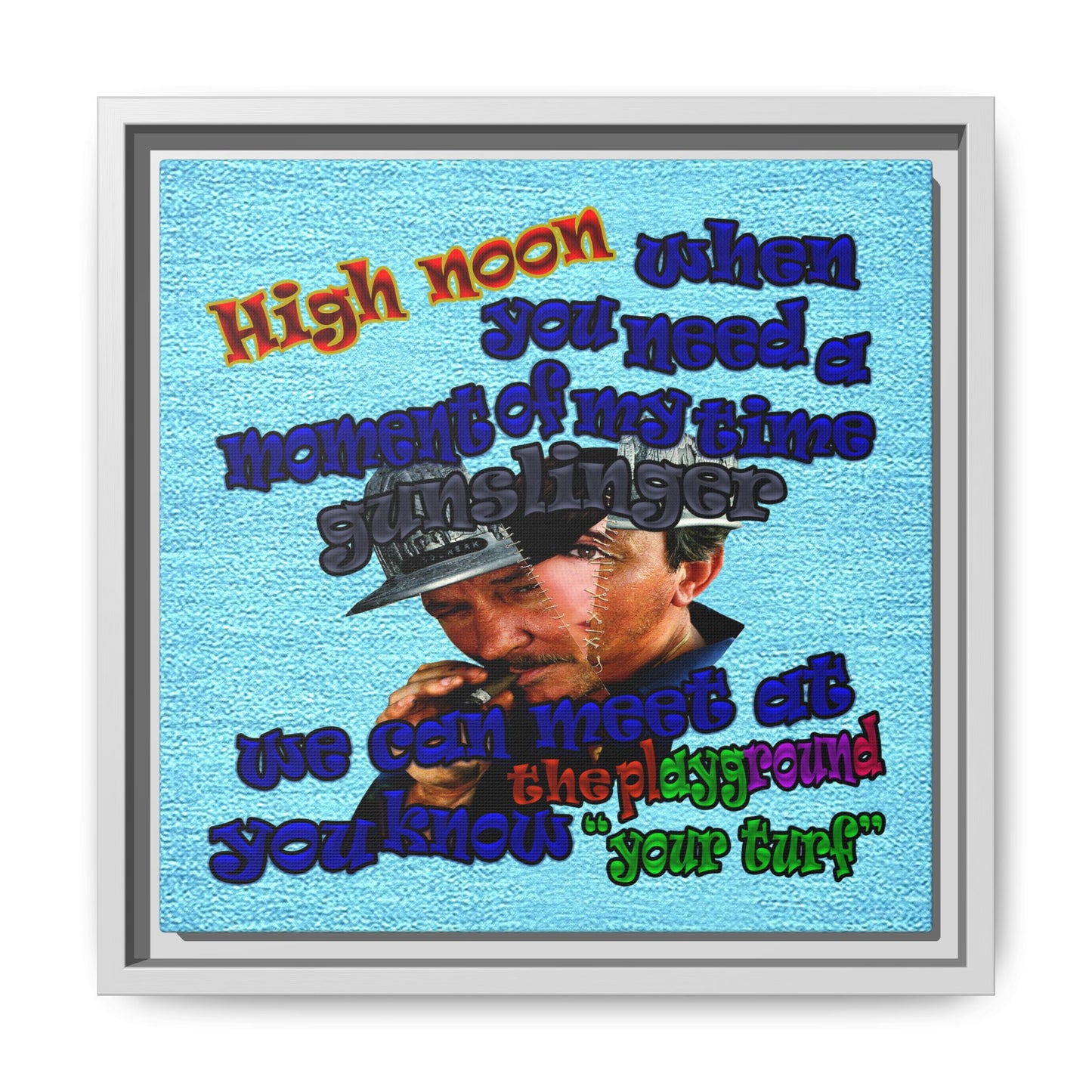 high noon - framed canvas art (faded blue)