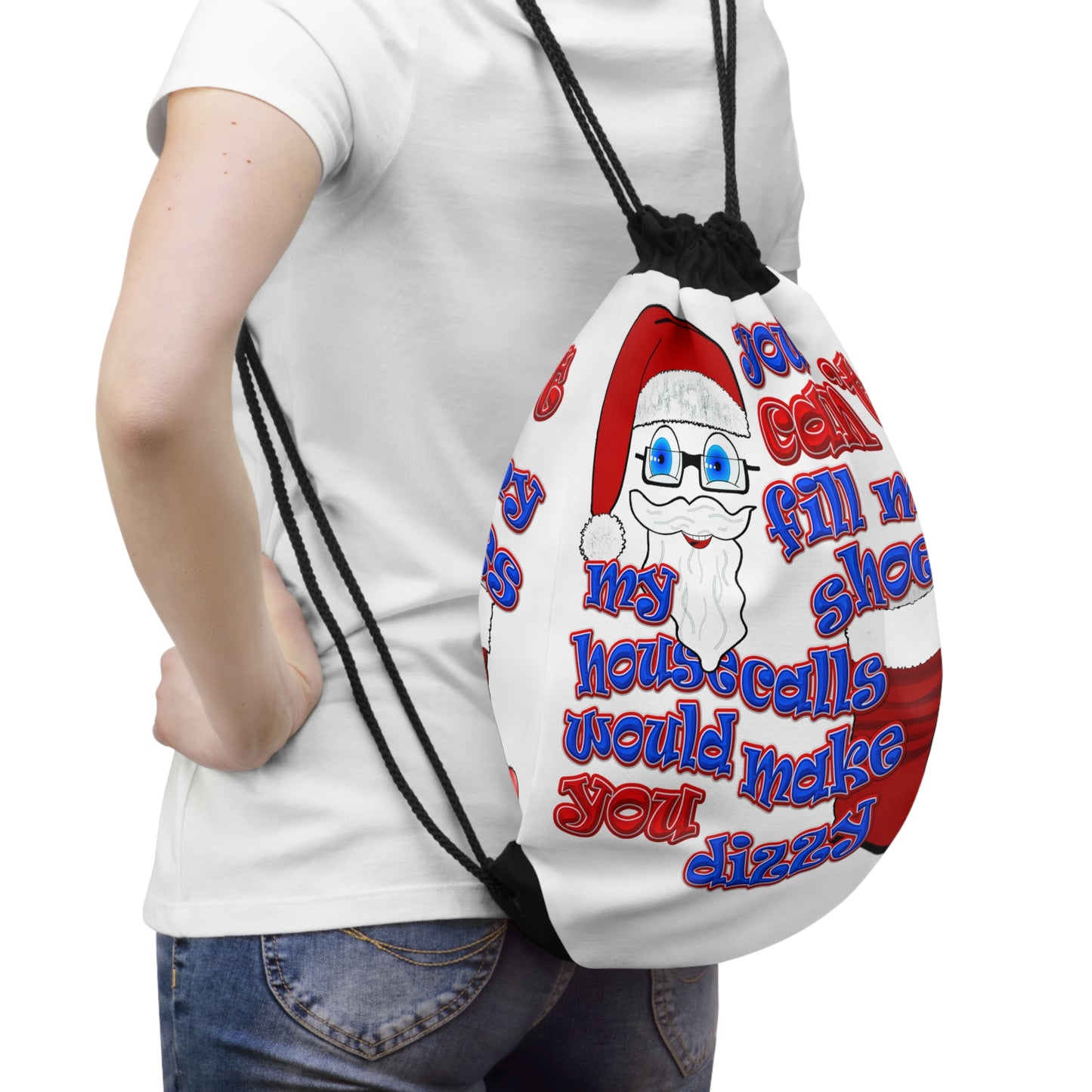 santa's shoes - Drawstring Bag (white)