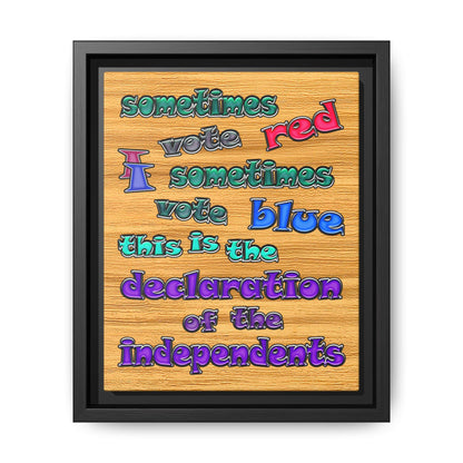 declaration of the independents - framed canvas art (butterscotch wood finish)