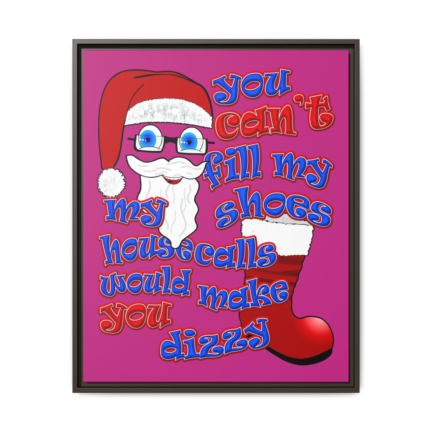santa's shoes - framed canvas art (pink)