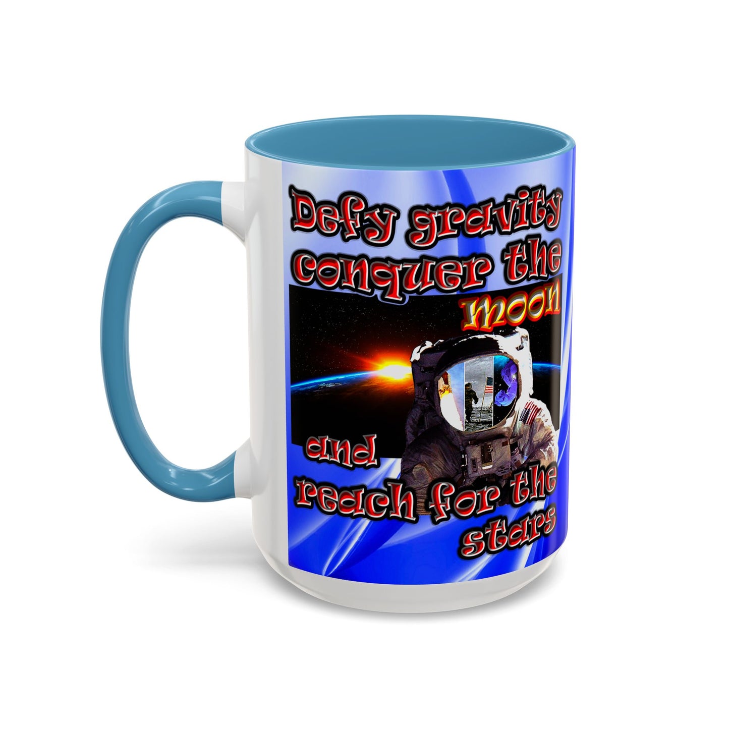 defy conquer reach - Accent Mug (blue-white wave)