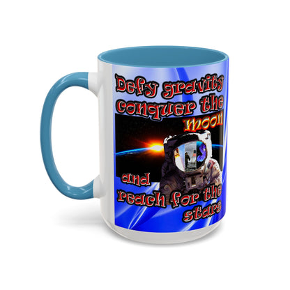 defy conquer reach - Accent Mug (blue-white wave)