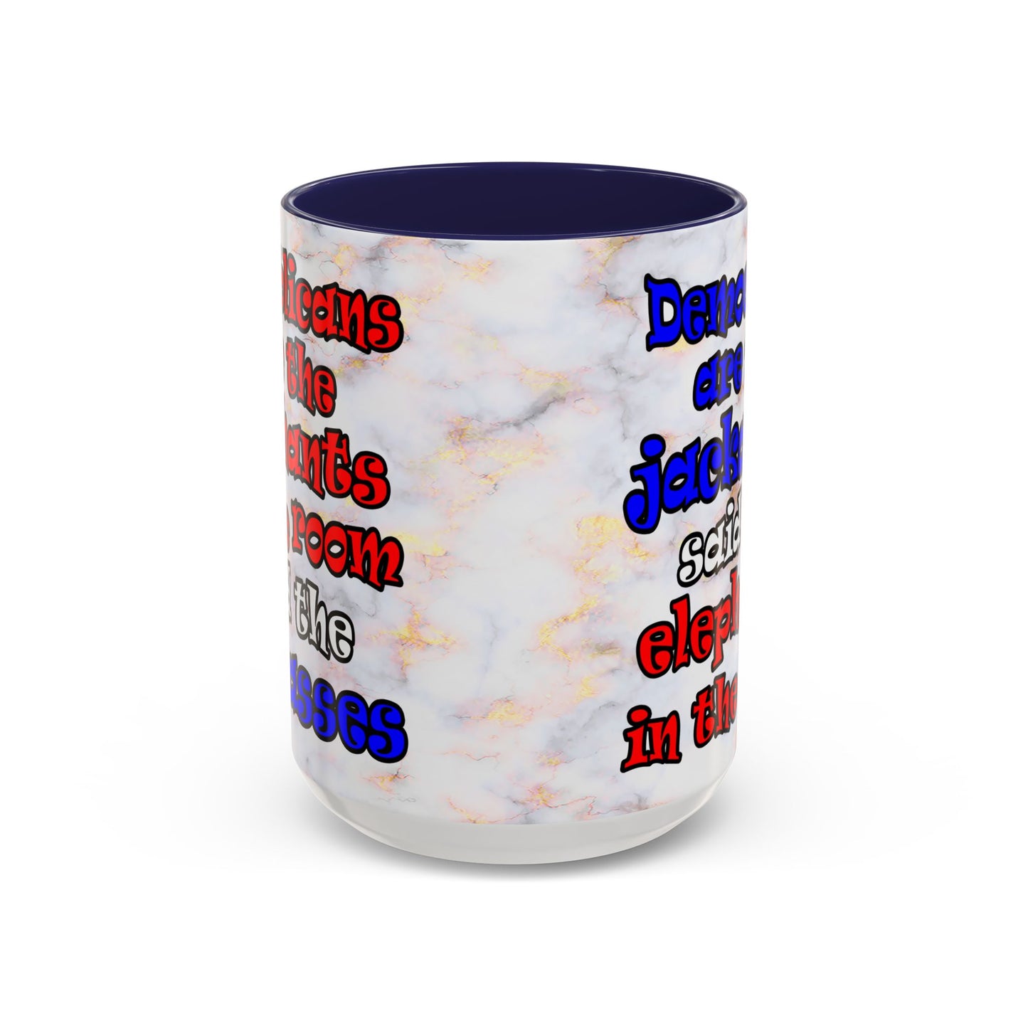 donkeys and elephants - Accent Mug (white marble)