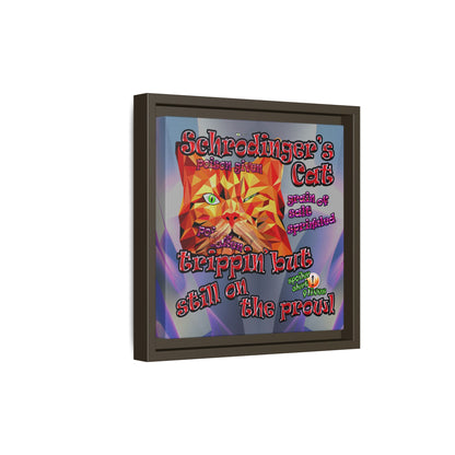 schrodinger's cat - framed canvas art (grey-pink wave)