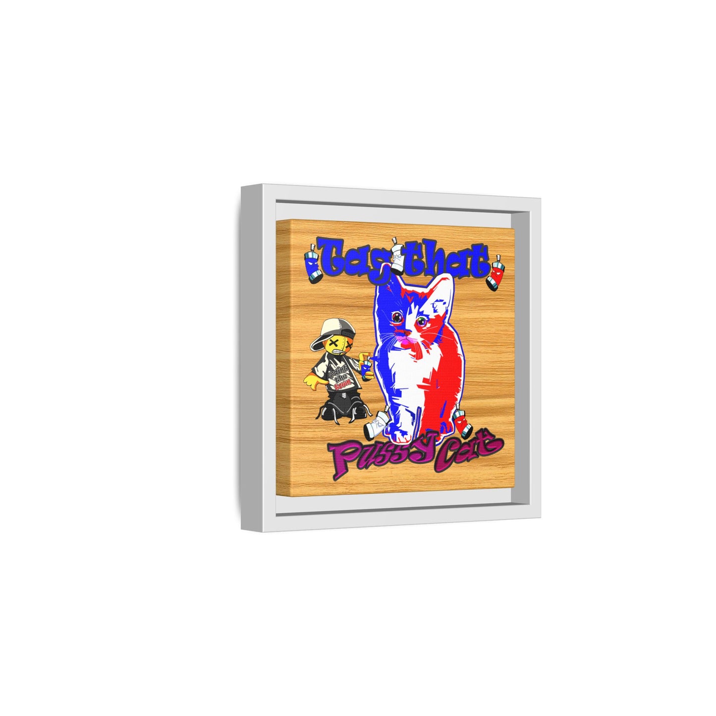 tag that - framed canvas art (butterscotch wood finish)